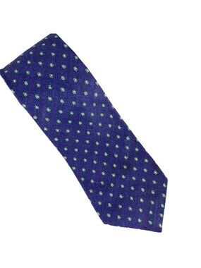 Brooks Brothers Floral Medallion Navy Linen Classic Preppy Tie Vtg Made USA W3.5